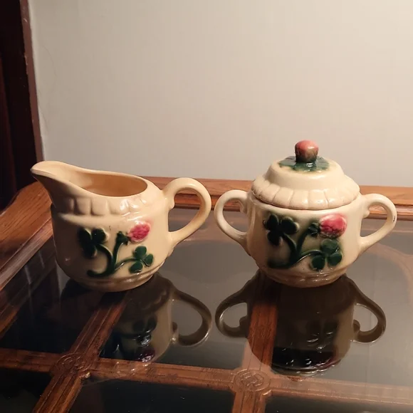 Vintage McCoy Brushed Creamer and Sugar Bowl - Picture 1 of 9